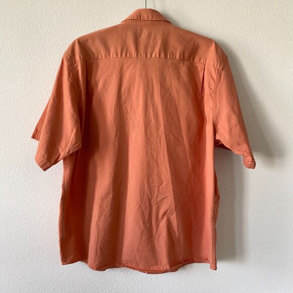 Wrangler Flex For Comfort Button Up Shirt Men's  XL Short Sleeve Orange Pockets - Picture 4 of 14